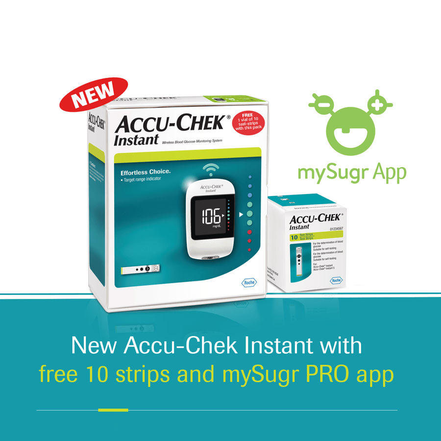 Accu-chek Instant Glucometer (with Bluetooth Technology And Mysugr Diabetes Management App)