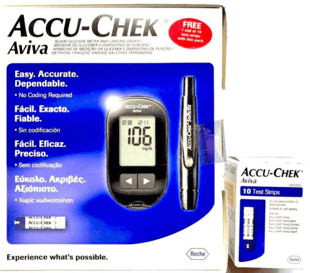 Accu Chek Aviva Glucometer 1 Kit + 10 Strips
