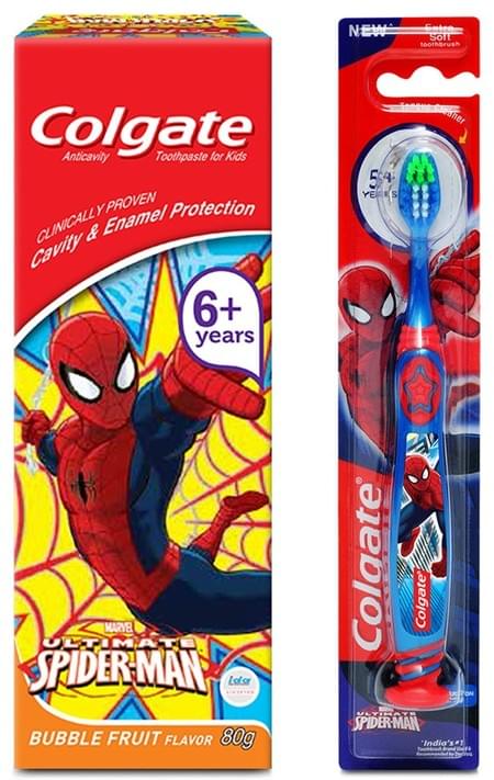Colgate Kid's Anticavity Spiderman Toothpaste (6+ Year) With Spiderman Soft Bristles Toothbrush - 1 Pc