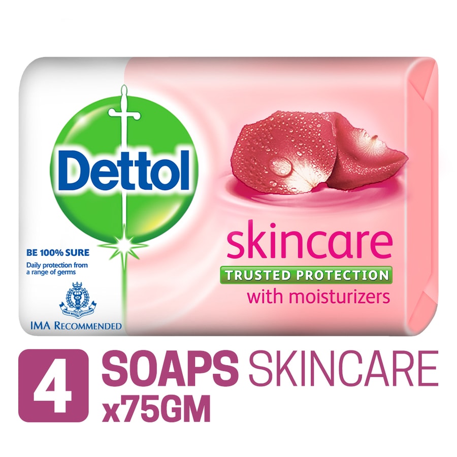 Buy Dettol Bathing Bar Soap, Skincare 75g (Pack Of 4) Online at MIN 18