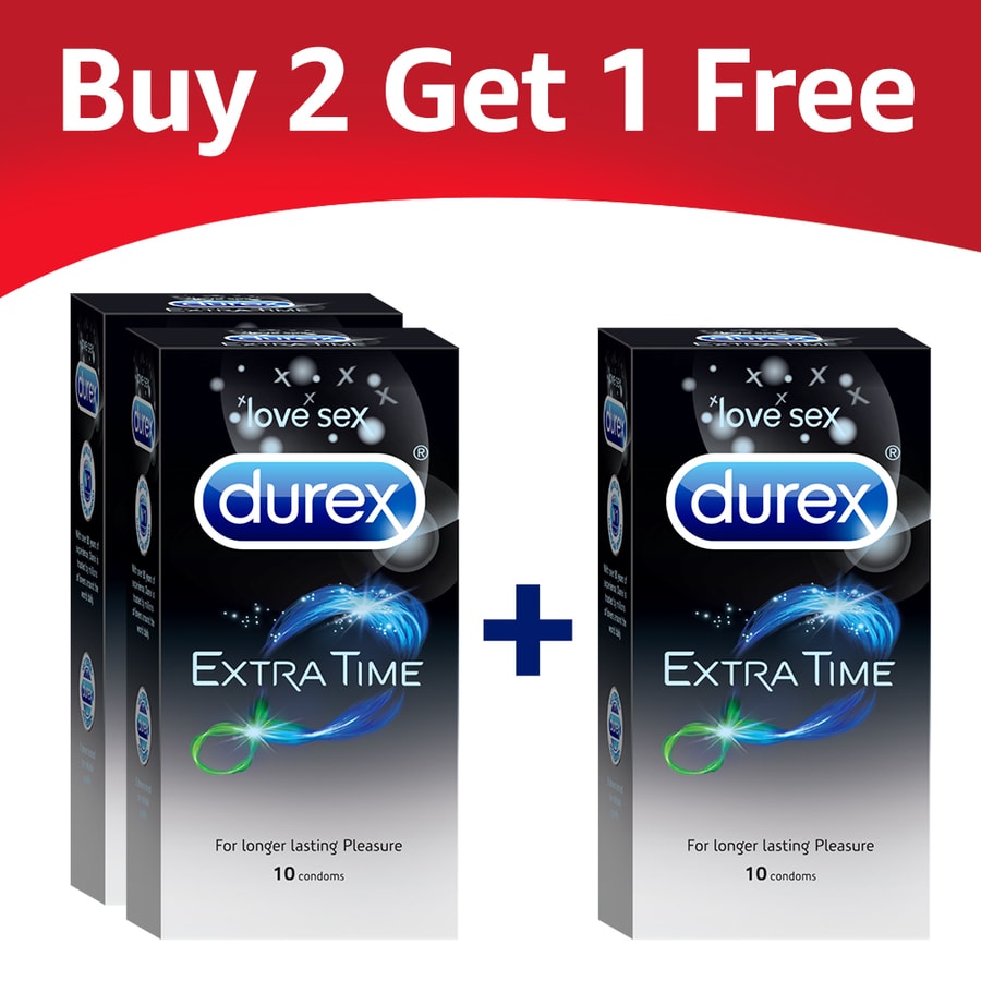Durex Condoms, Extra Time - 10 Pieces - (buy 2 Get 1 Free)