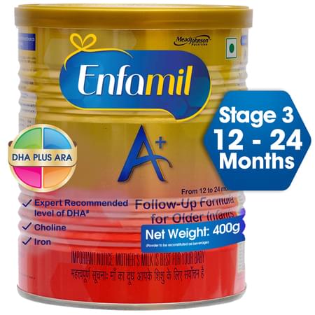 Enfamil A+ Stage 3: Infant Follow-up Formula (12 To 24 Months) - 400gm Tin