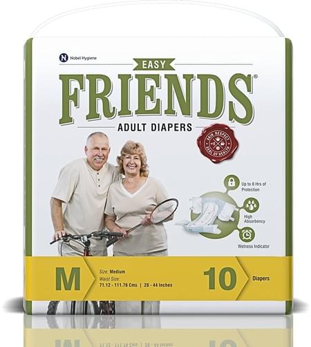 Friends Easy Adult Diapers Medium Pack Of 10 (taped Diaper)