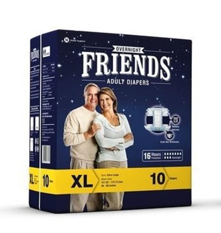 Friends Overnight Adult Diapers Extra Large Pack Of 10 (taped Diaper)