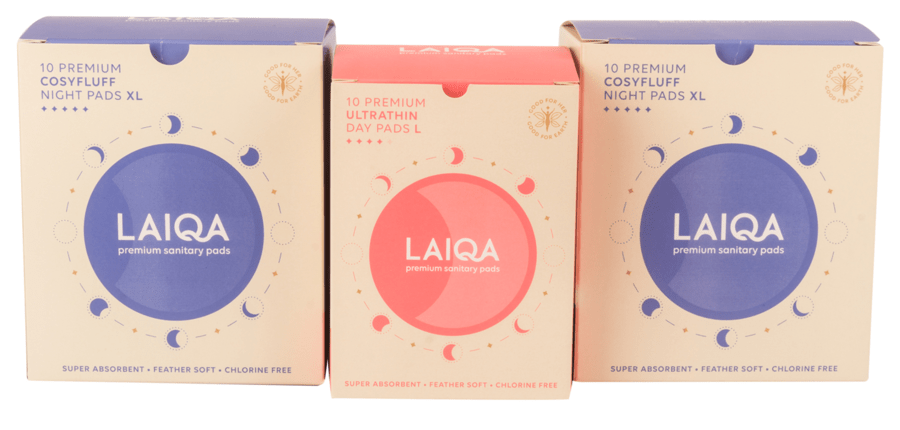 Laiqa Heavy: Premium Sanitary Napkins Cosyfluff Night Pads Xl 10 Pads 315mm - 2 Box's + Laiqa Premium Sanitary Napkins Ultrathin Day Pads L 10 Pads 290mm