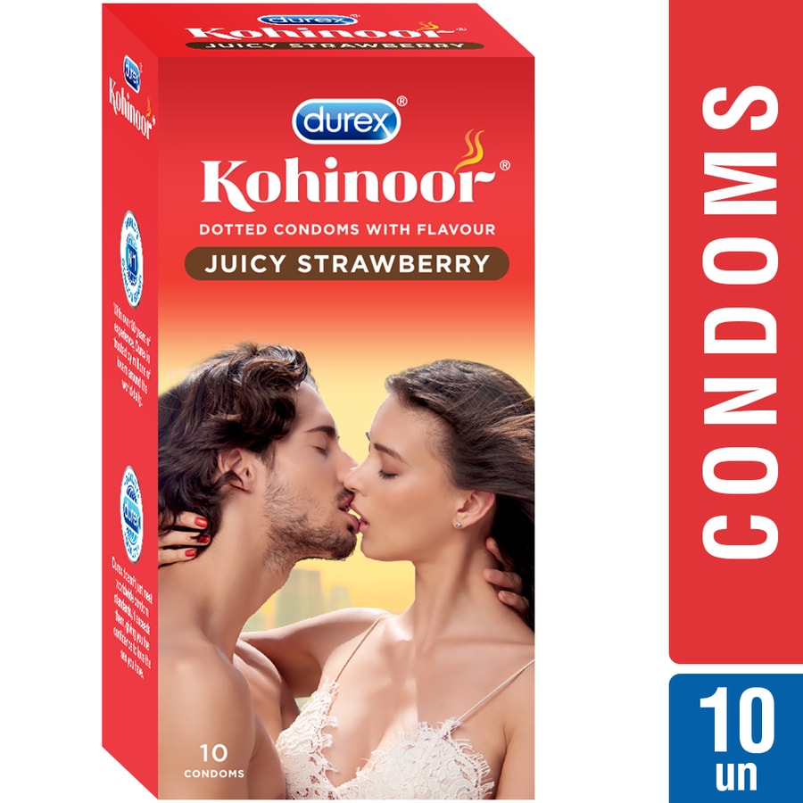 Durex Kohinoor Condoms, Juicy Strawberry- 10 Pieces