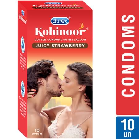 Durex Kohinoor Condoms, Juicy Strawberry- 10 Pieces