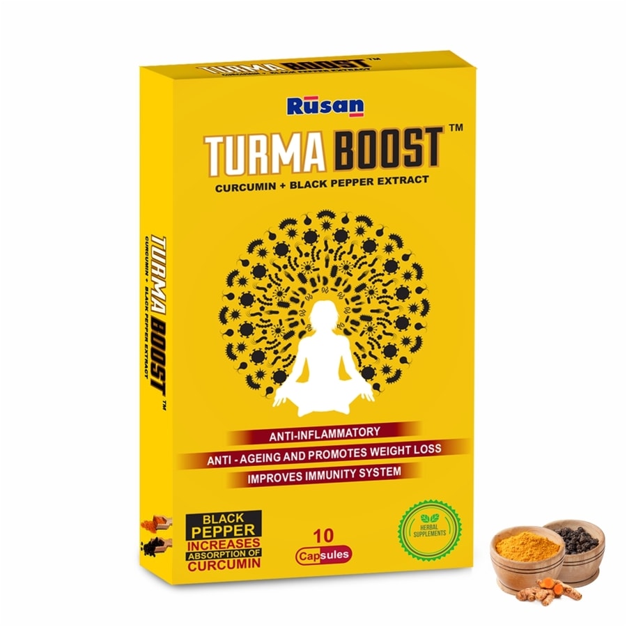 Turmaboost 10 Caps - Turmeric Curcumin And Piperine Extract Capsules For Improving Immunity | Anti-ageing |joint Pain |weight Loss | Blood Purifier