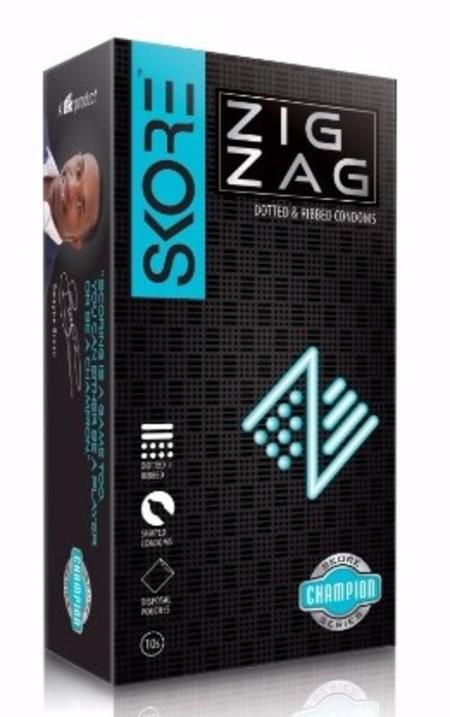 Skore 3d Champion Zig Zag - Dotted & Ribbed Condoms Pack Of 10