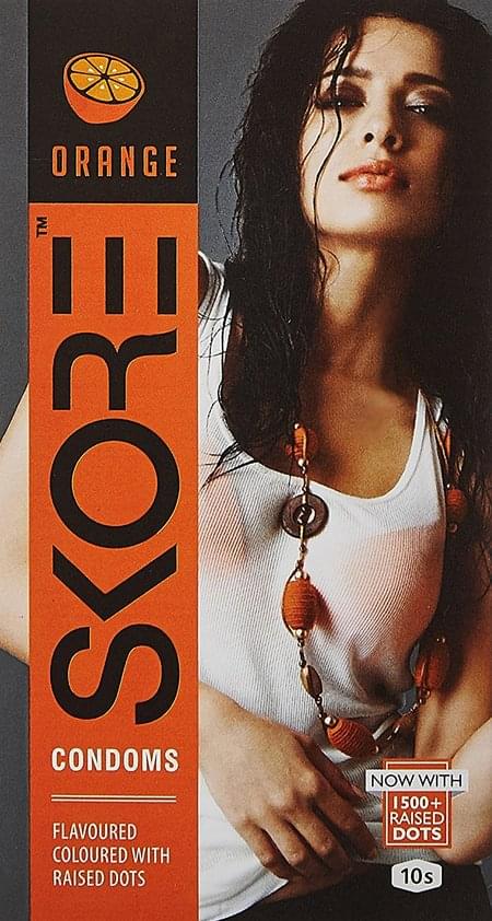 Skore Orange Flavoured Dotted Condoms Pack Of 10